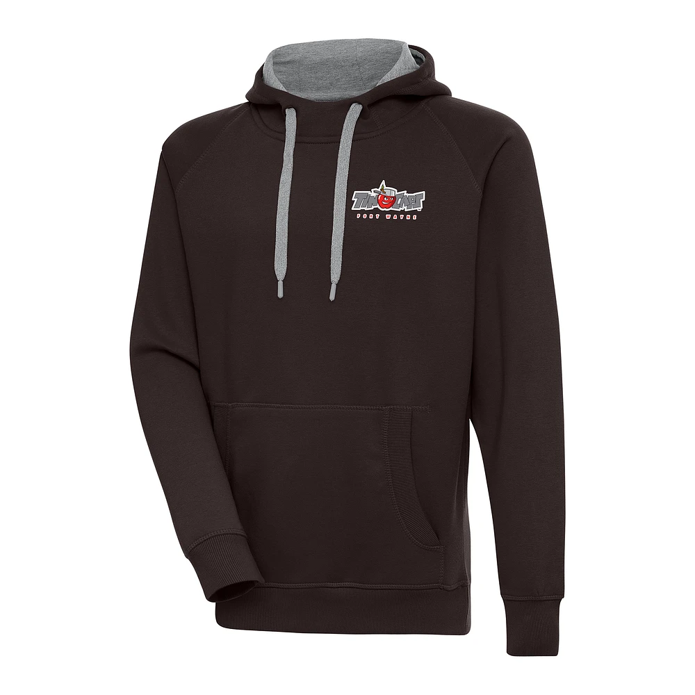 Men's Antigua Brown Fort Wayne TinCaps Victory Pullover Hoodie