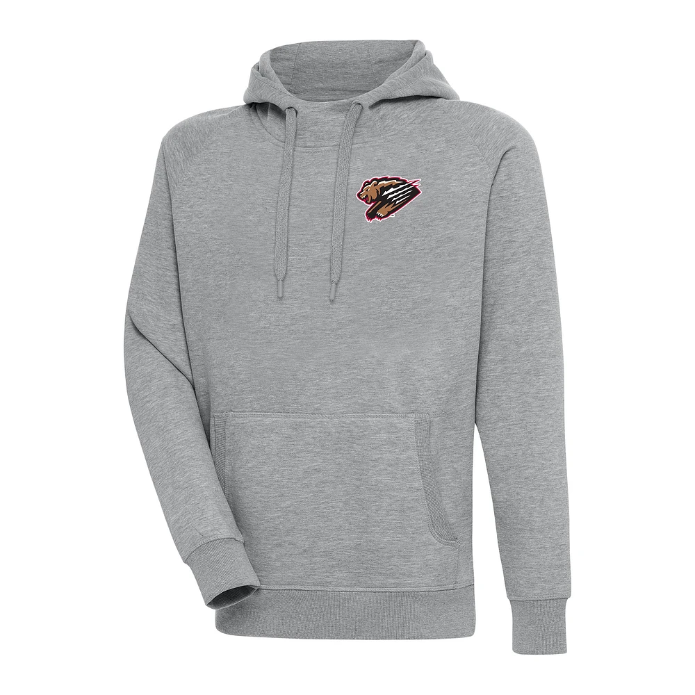 Men's Antigua Heather Gray Fresno Grizzlies Victory Pullover Hoodie