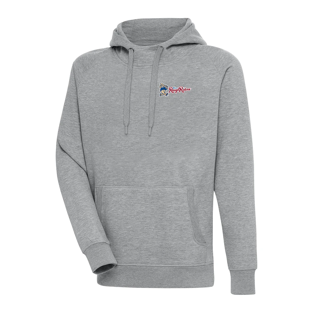 Men's Antigua Heather Gray Frisco RoughRiders Victory Pullover Hoodie