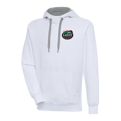 Men's Antigua White Great Lakes Loons Victory Pullover Hoodie