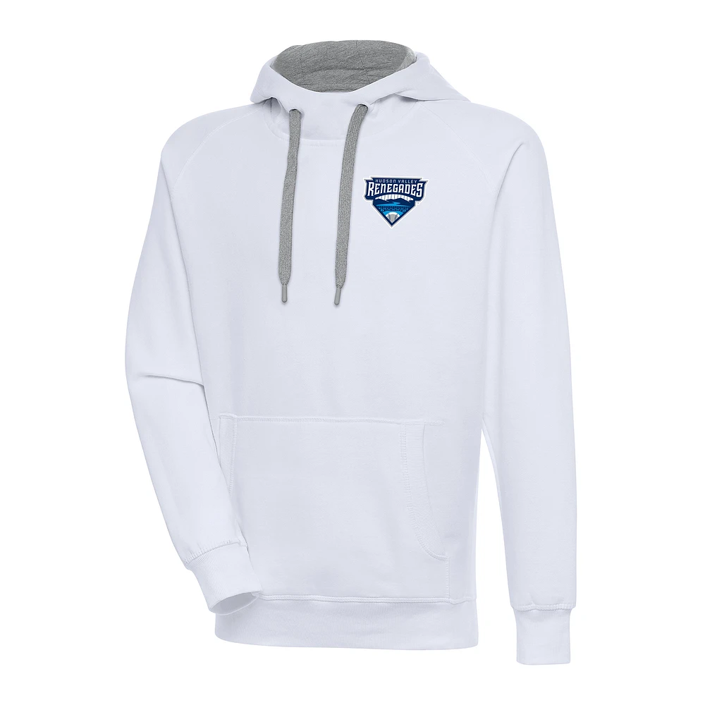 Men's Antigua White Hudson Valley Renegades Victory Pullover Hoodie
