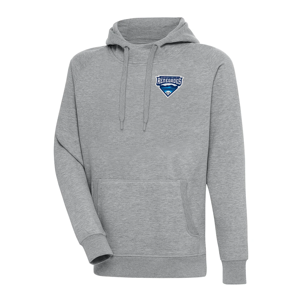 Men's Antigua Heather Gray Hudson Valley Renegades Victory Pullover Hoodie