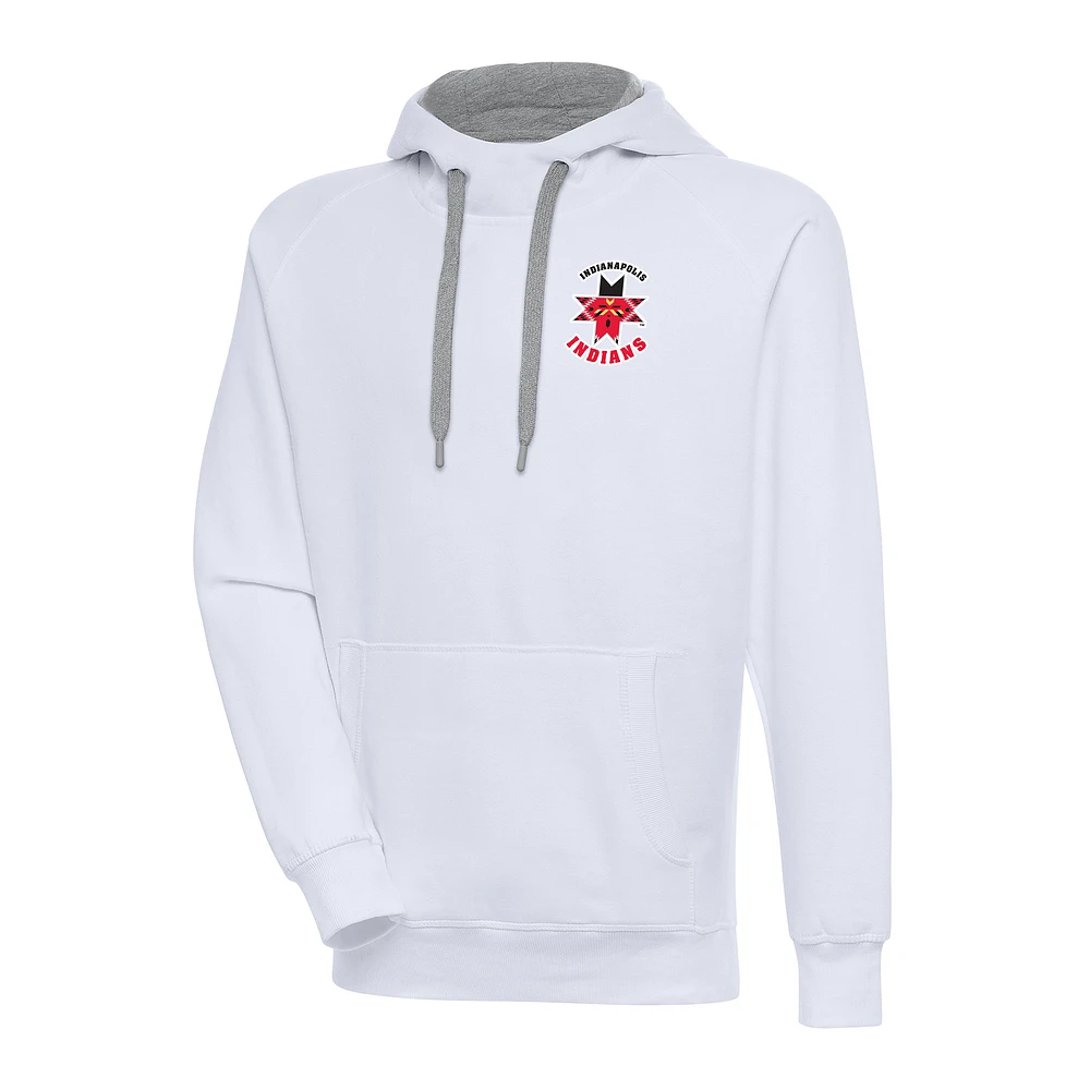 Men's Antigua White Indianapolis Indians Victory Pullover Hoodie