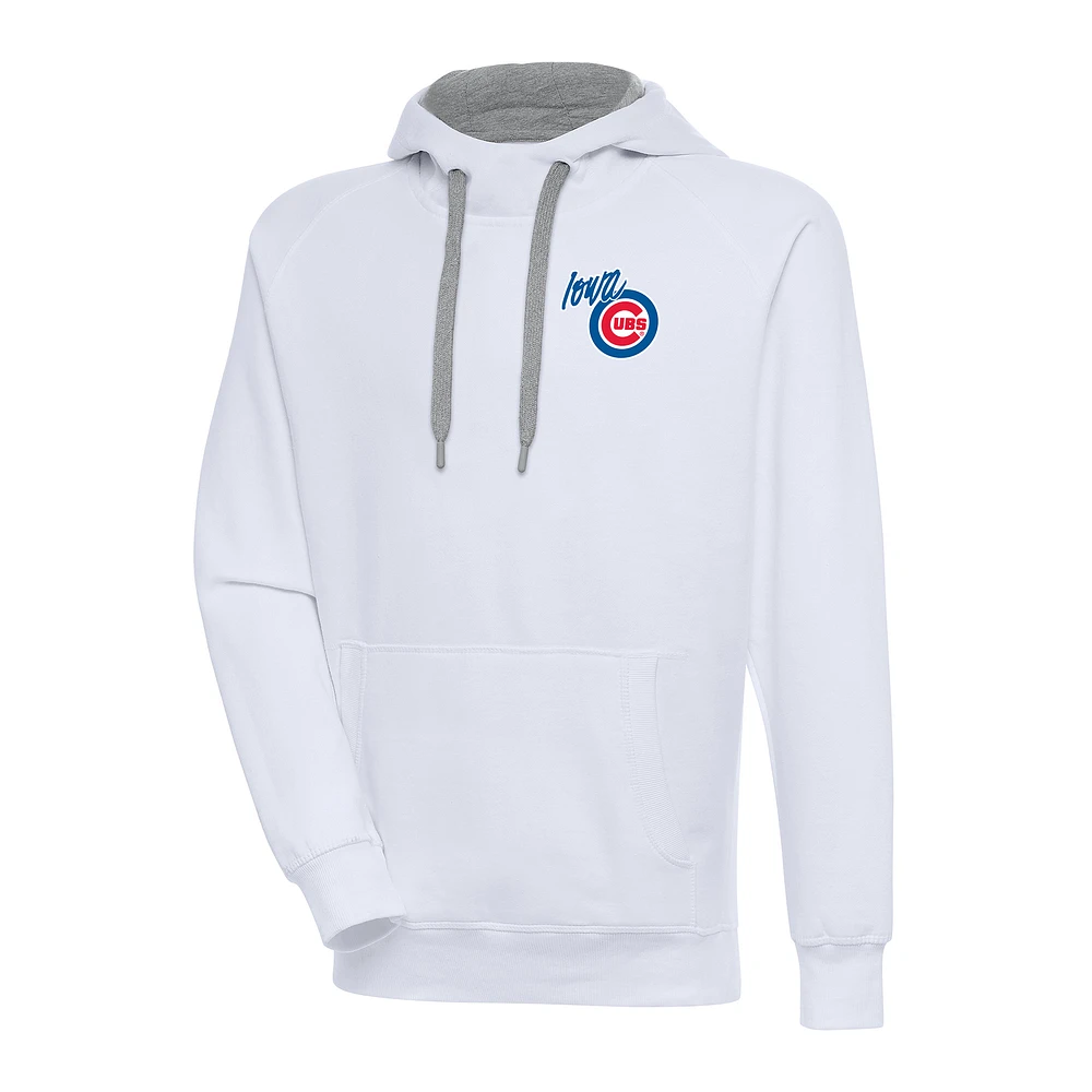 Men's Antigua White Iowa Cubs Victory Pullover Hoodie