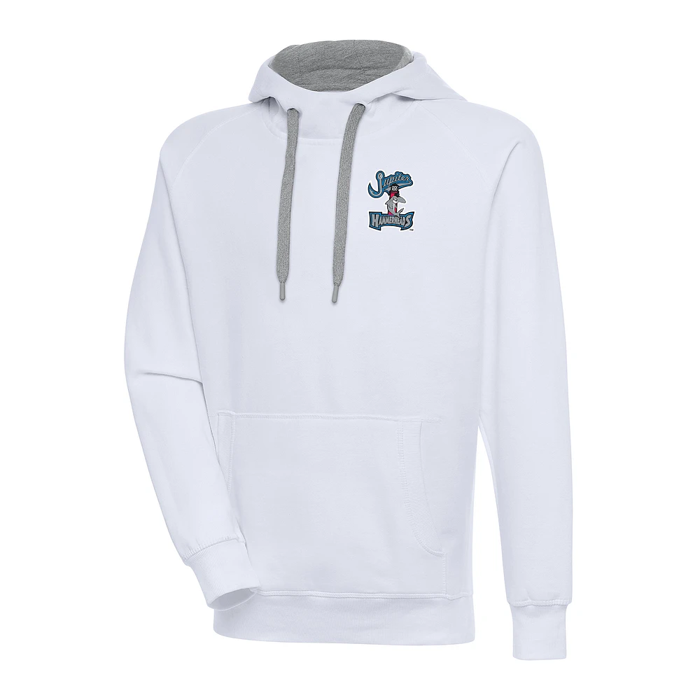 Men's Antigua White Jupiter Hammerheads Victory Pullover Hoodie