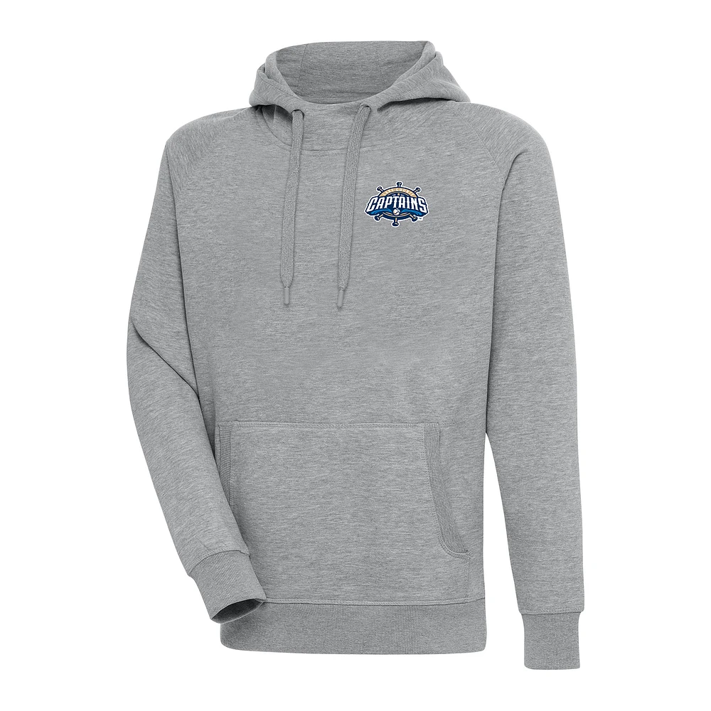 Men's Antigua Heather Gray Lake County Captains Victory Pullover Hoodie