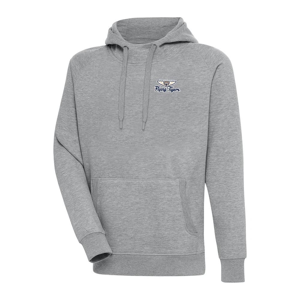 Men's Antigua Heather Gray Lakeland Flying Tigers Victory Pullover Hoodie