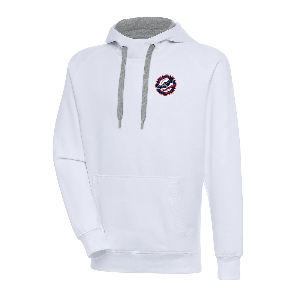 Men's Antigua White Louisville Bats Victory Pullover Hoodie