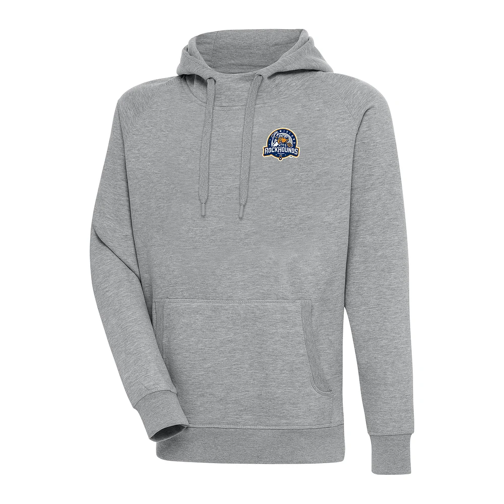 Men's Antigua Heather Gray Midland Rockhounds Victory Pullover Hoodie