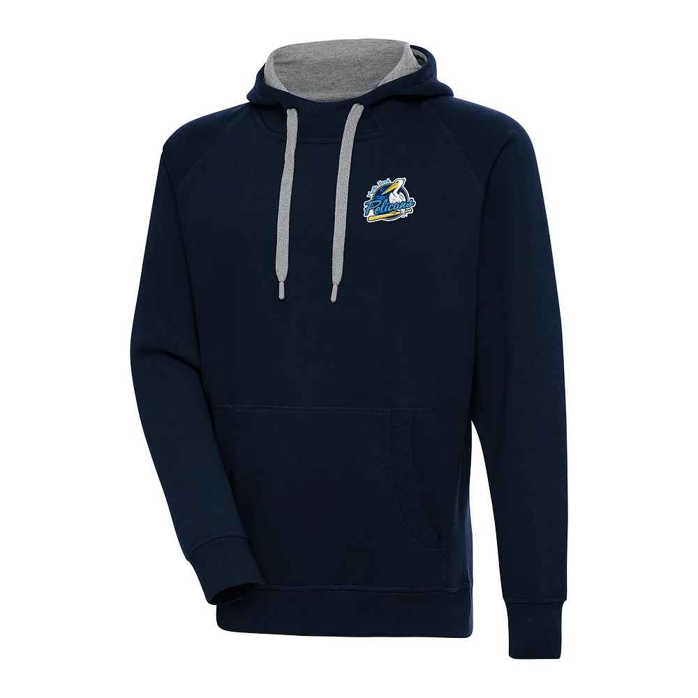 Men's Antigua Navy Myrtle Beach Pelicans Victory Pullover Hoodie