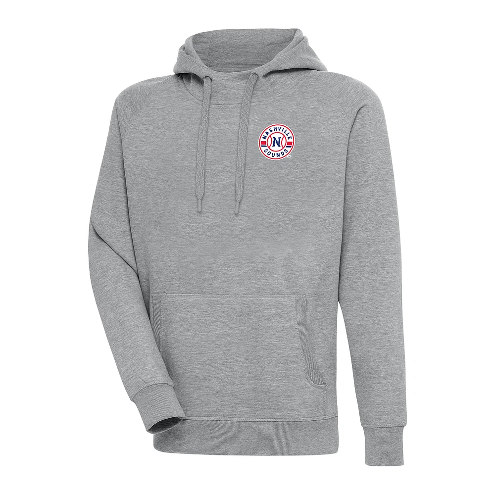 Men's Antigua Heather Gray Nashville Sounds Victory Pullover Hoodie