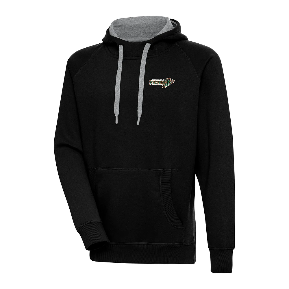 Men's Antigua Black Norfolk Tides Victory Pullover Hoodie