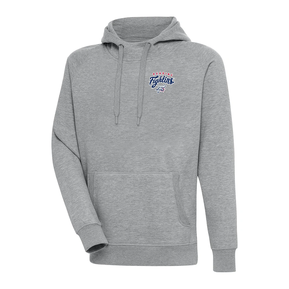 Men's Antigua Heather Gray Reading Phillies Victory Pullover Hoodie