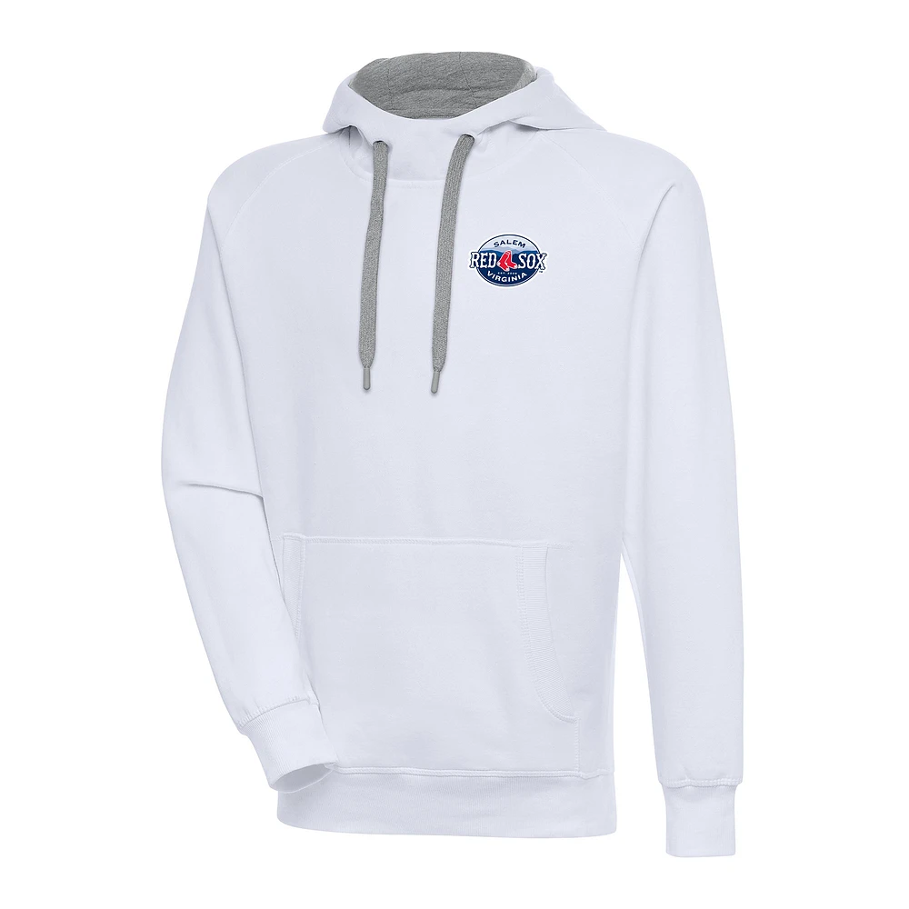 Men's Antigua White Salem Red Sox Victory Pullover Hoodie