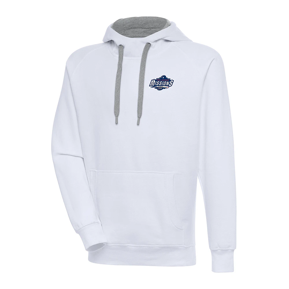 Men's Antigua White San Antonio Missions Victory Pullover Hoodie