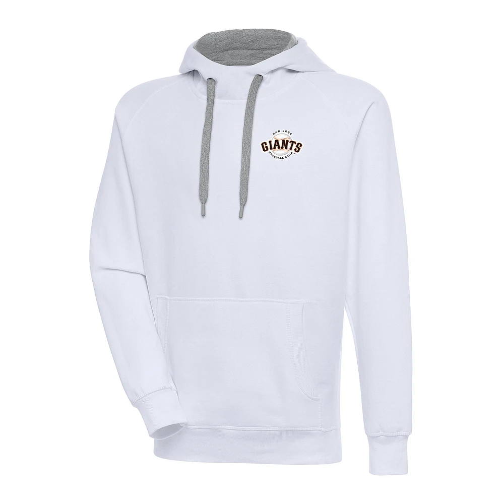 Men's Antigua White San Jose Giants Victory Pullover Hoodie