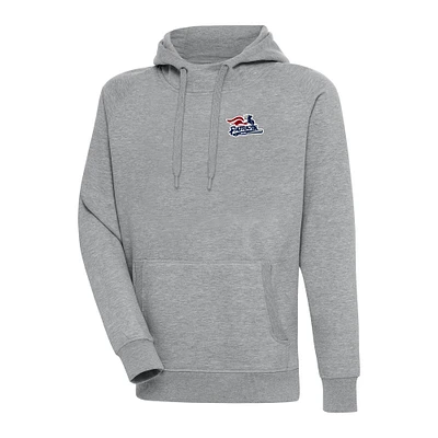 Men's Antigua Heather Gray Somerset Patriots Victory Pullover Hoodie