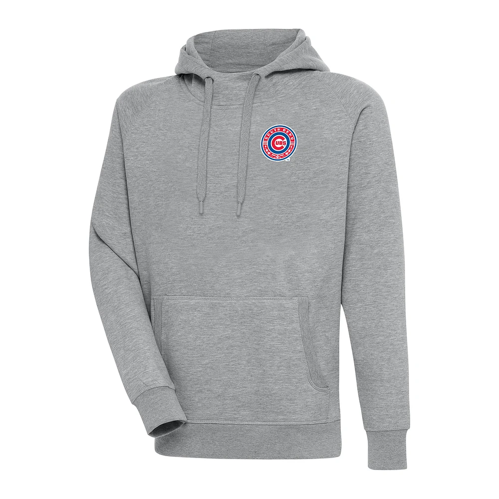 Men's Antigua Heather Gray South Bend Cubs Victory Pullover Hoodie