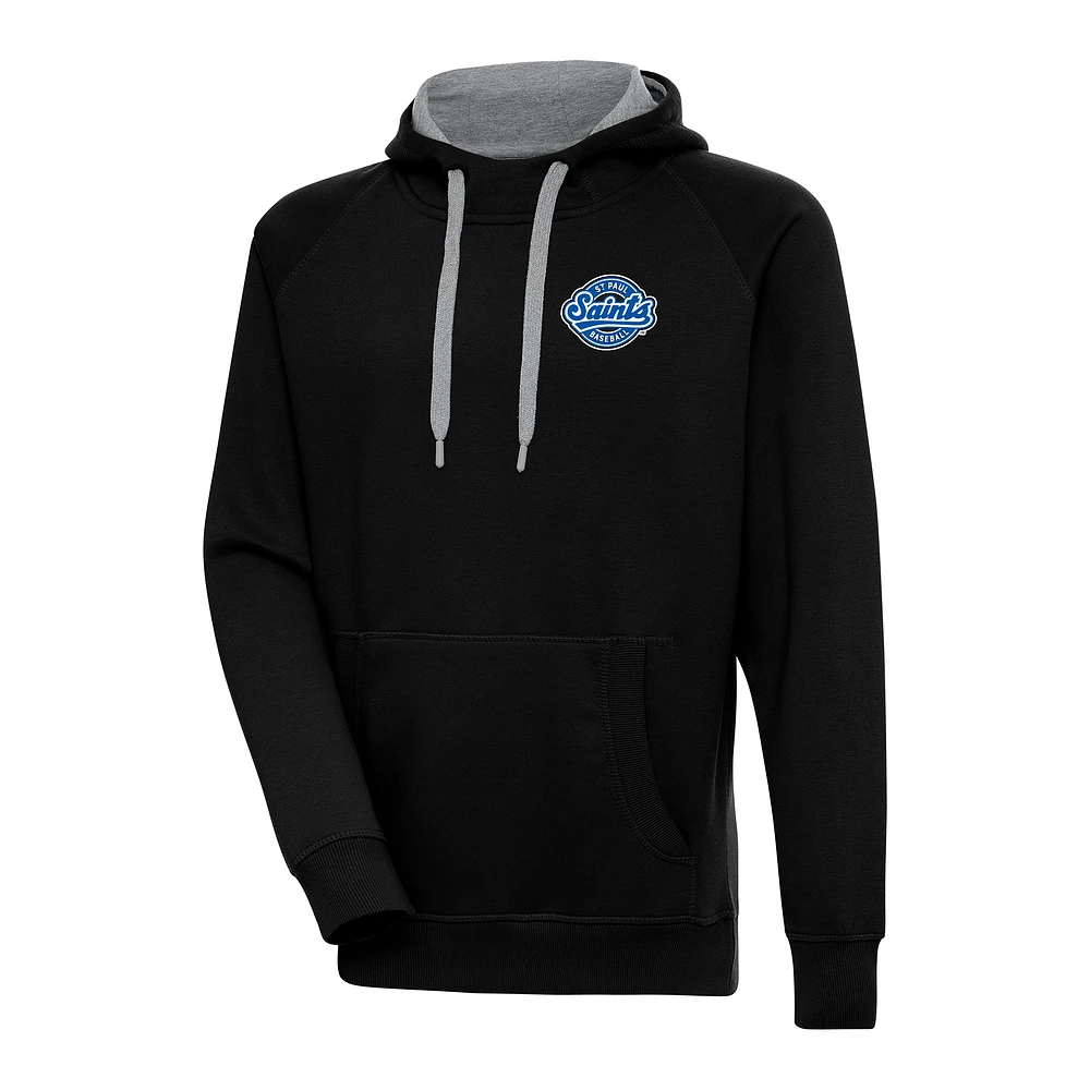 Men's Antigua Black St. Paul Saints Victory Pullover Hoodie