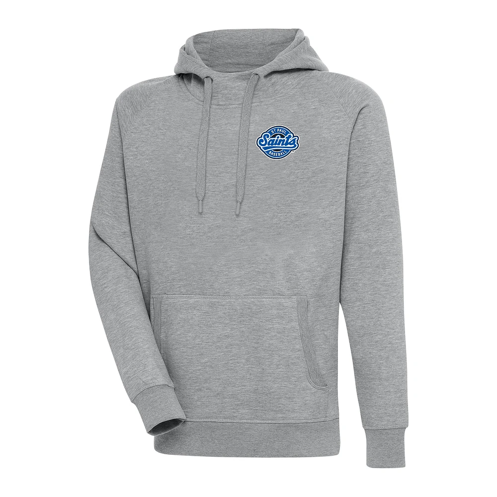 Men's Antigua Heather Gray St. Paul Saints Victory Pullover Hoodie