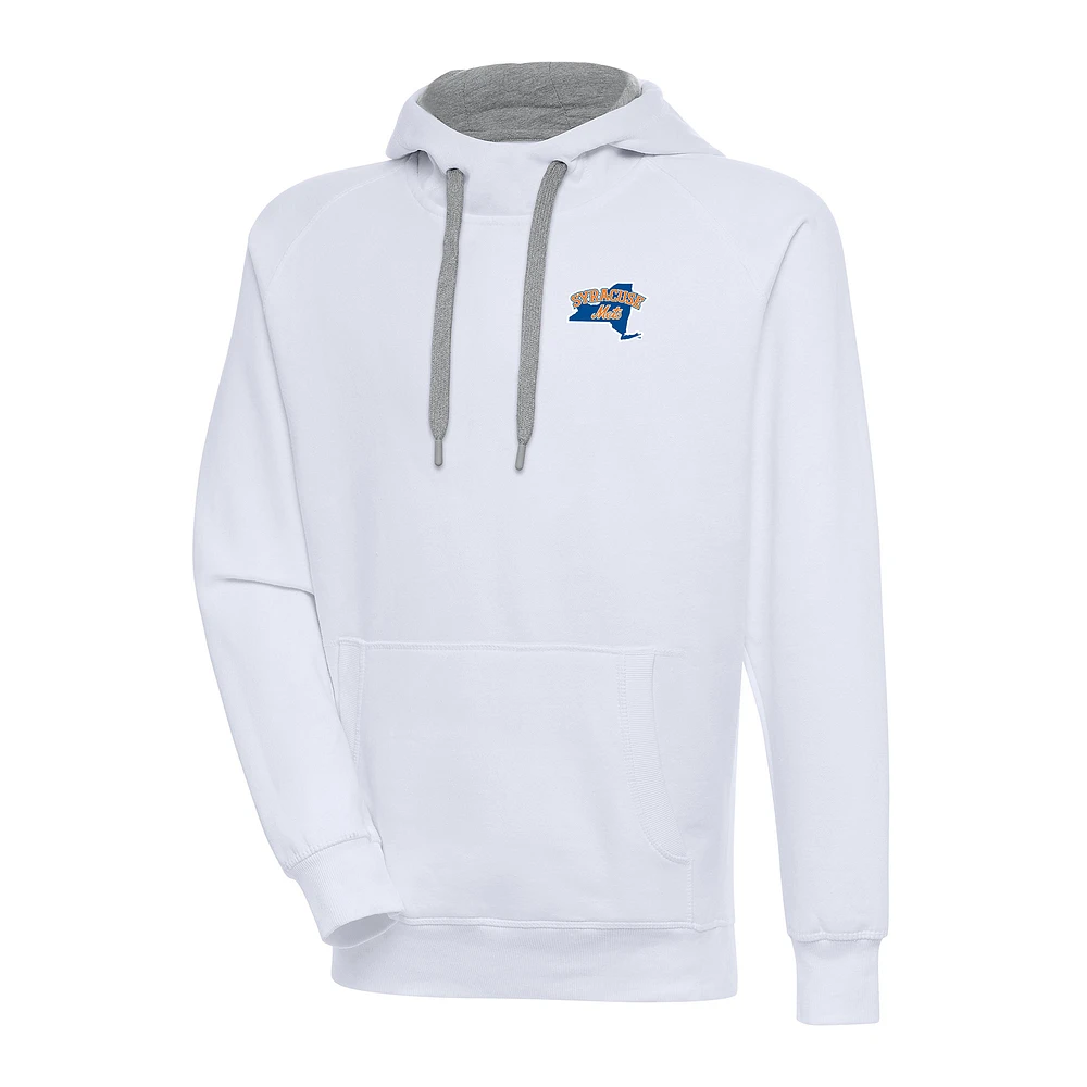 Men's Antigua White Syracuse Mets Victory Pullover Hoodie