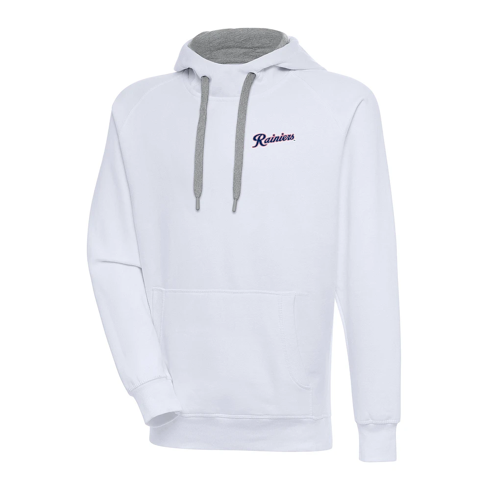 Men's Antigua White Tacoma Rainiers Victory Pullover Hoodie