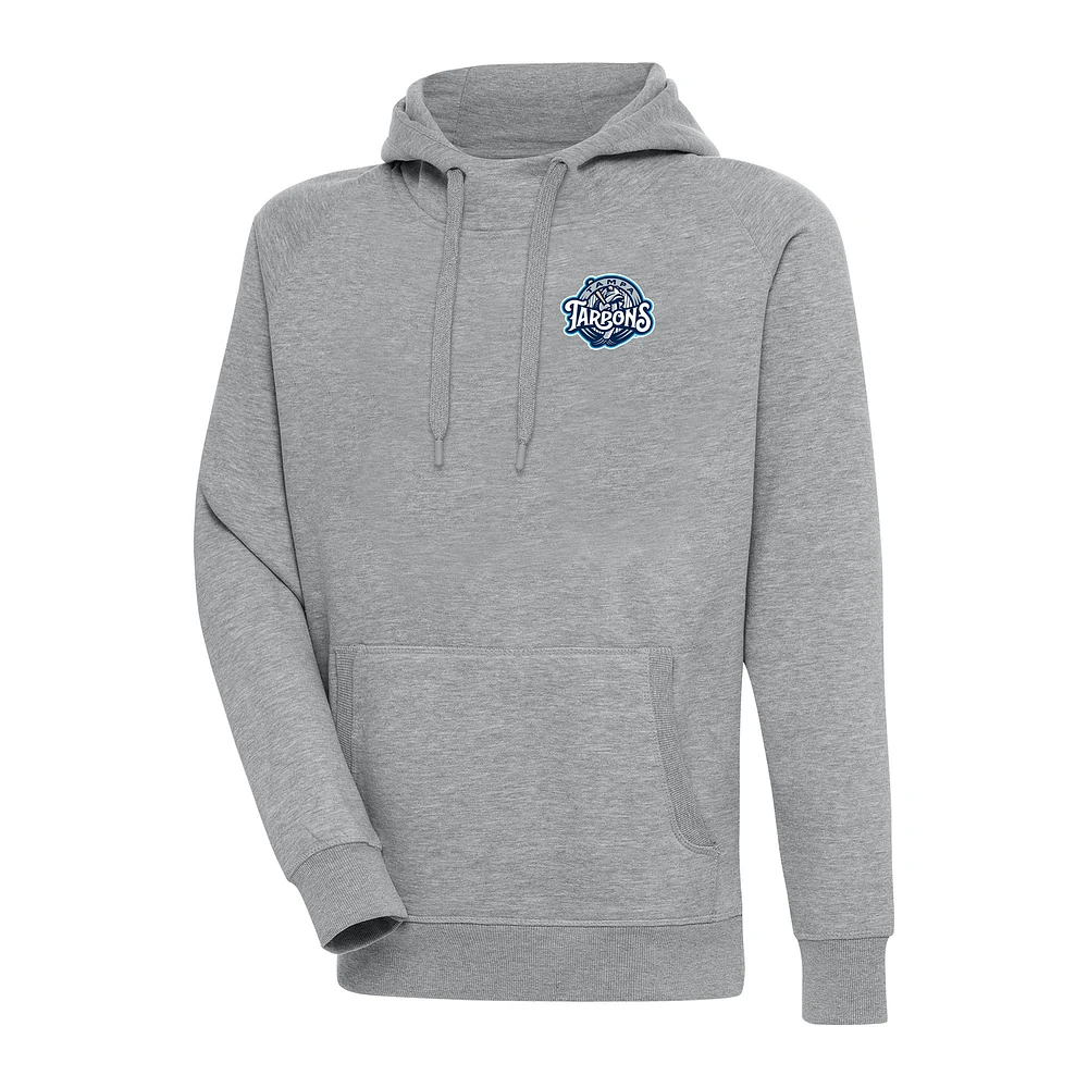 Men's Antigua Heather Gray Tampa Tarpons Victory Pullover Hoodie