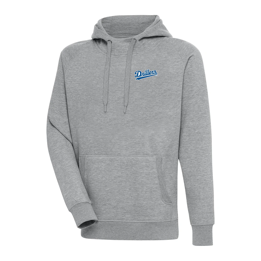 Men's Antigua Heather Gray Tulsa Drillers Victory Pullover Hoodie
