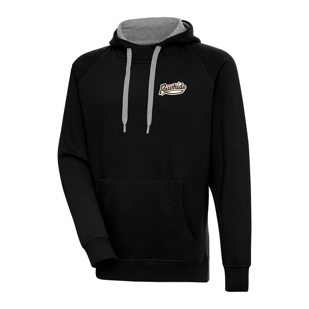 Men's Antigua Black Visalia Rawhide Victory Pullover Hoodie