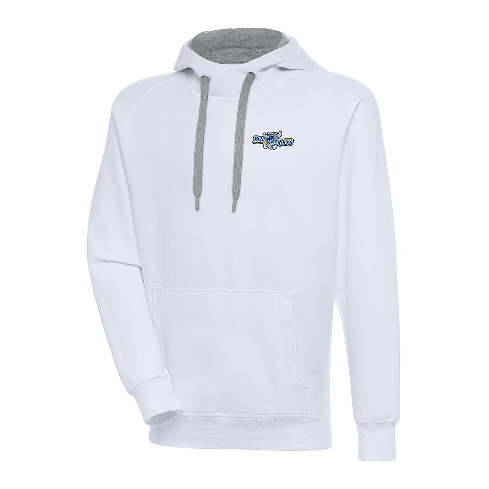 Men's Antigua White Wilmington Blue Rocks Victory Pullover Hoodie