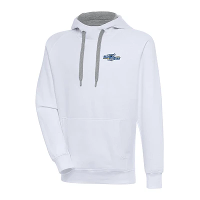 Men's Antigua  White Wilmington Blue Rocks Victory Pullover Hoodie
