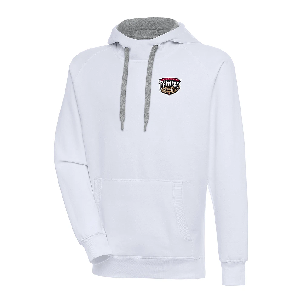 Men's Antigua White Wisconsin Timber Rattlers Victory Pullover Hoodie