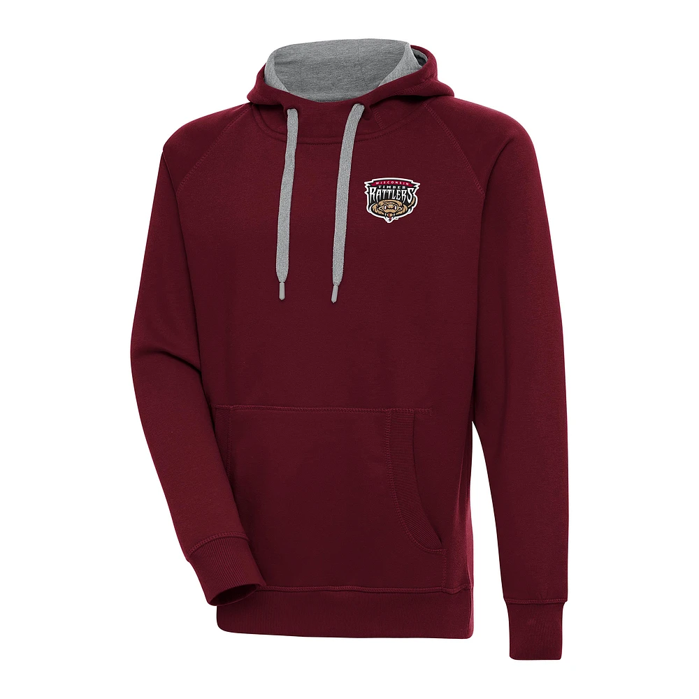 Men's Antigua Maroon Wisconsin Timber Rattlers Victory Pullover Hoodie