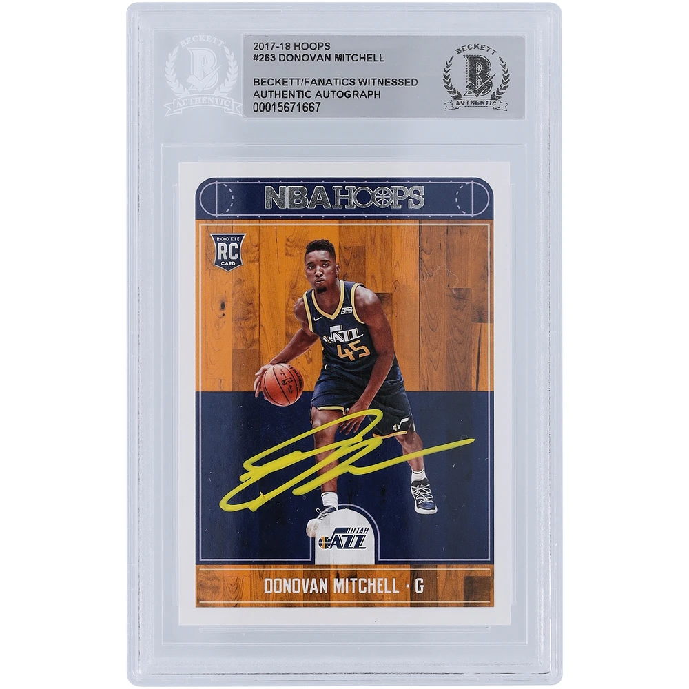 Donovan Mitchell Utah Jazz Autographed 2017-18 Panini Hoops #263 Beckett Fanatics Witnessed Authenticated Rookie Card