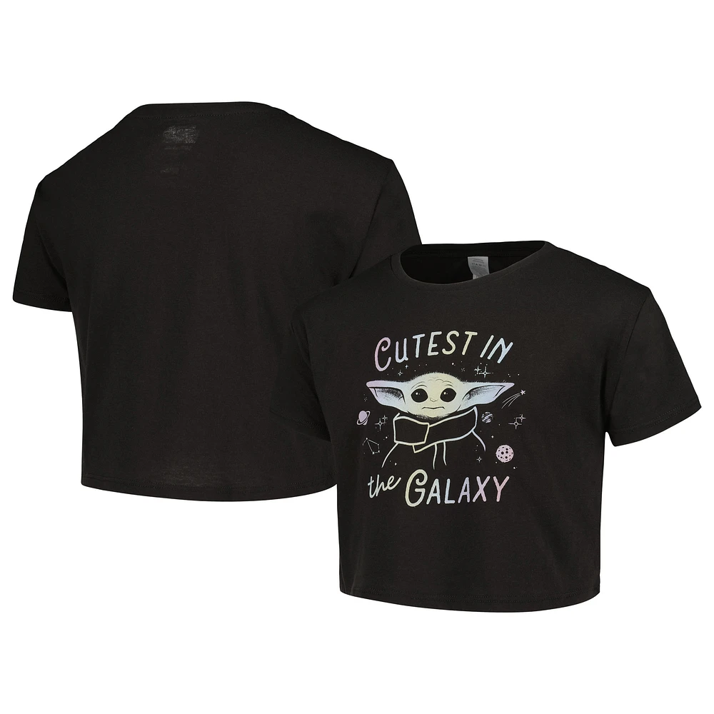 Girls Youth Black The Mandalorian Cutest Galaxy Cropped T-Shirt