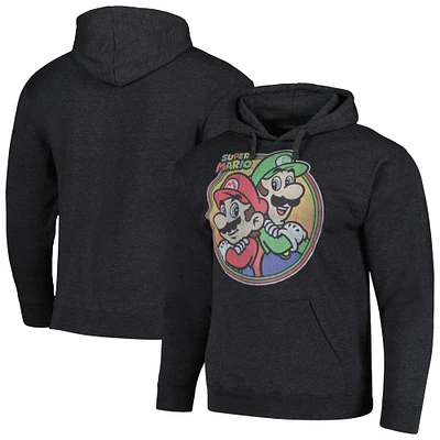 Unisex Heather Charcoal Super Mario Bros. & Luigi Pullover Hoodie