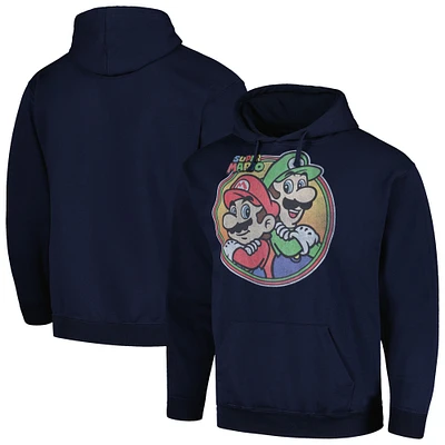 Unisex Navy Super Mario Bros. & Luigi Pullover Hoodie
