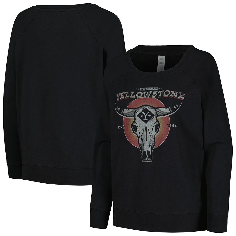 Women's Mad Engine Black Yellowstone Dark Raglan Pullover Sweatshirt