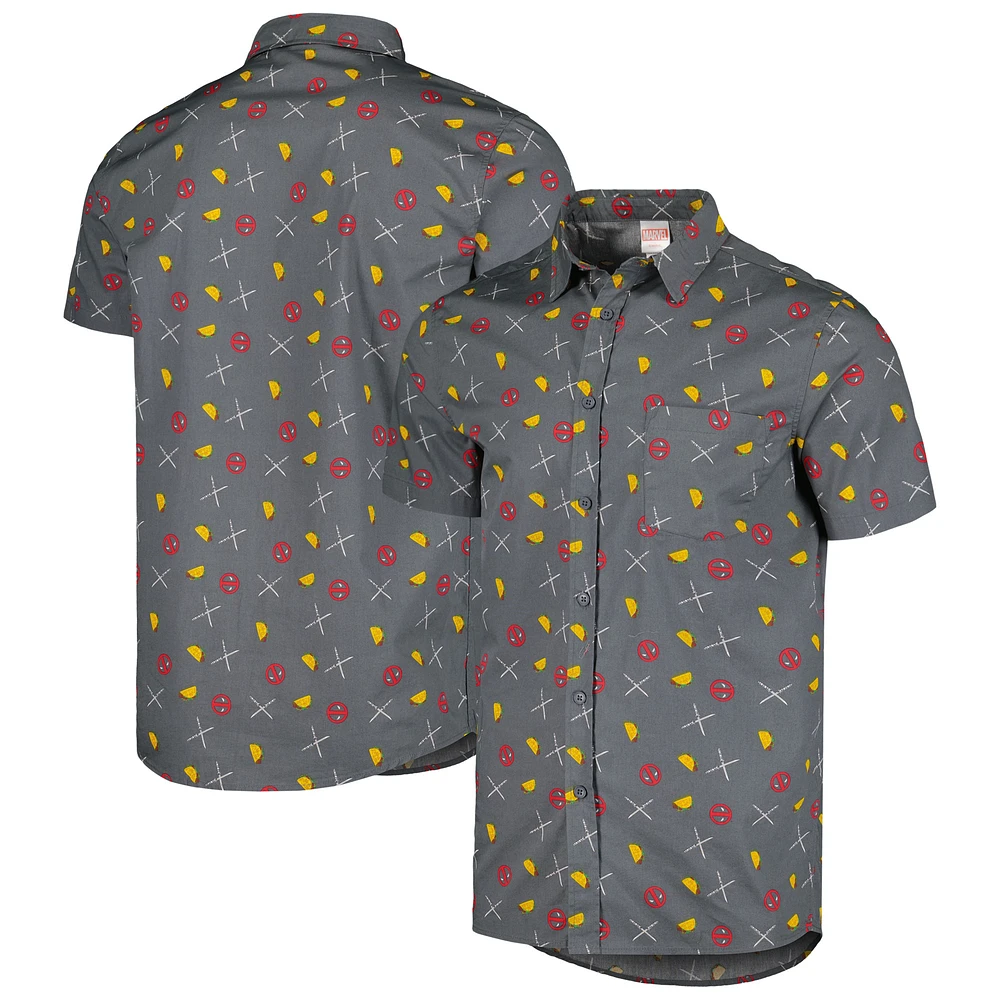 Men's Graphite Deadpool Party Button-Up Shirt