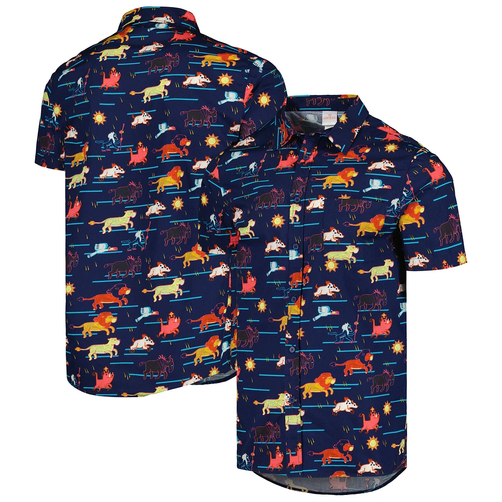 Men's Navy The Lion King Stampeded Button-Up Shirt