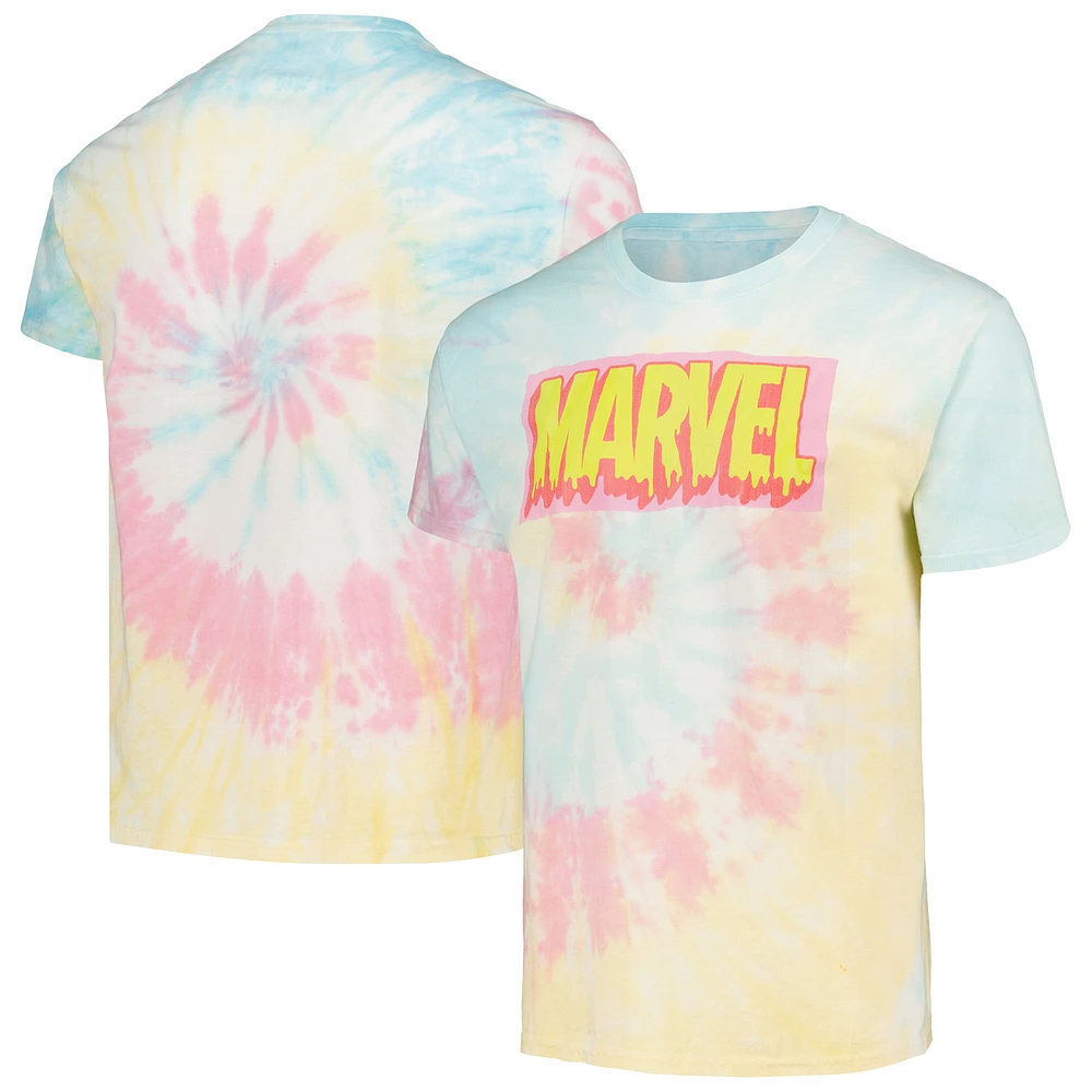 Unisex Blue Marvel Logo Drip Graphic T-Shirt