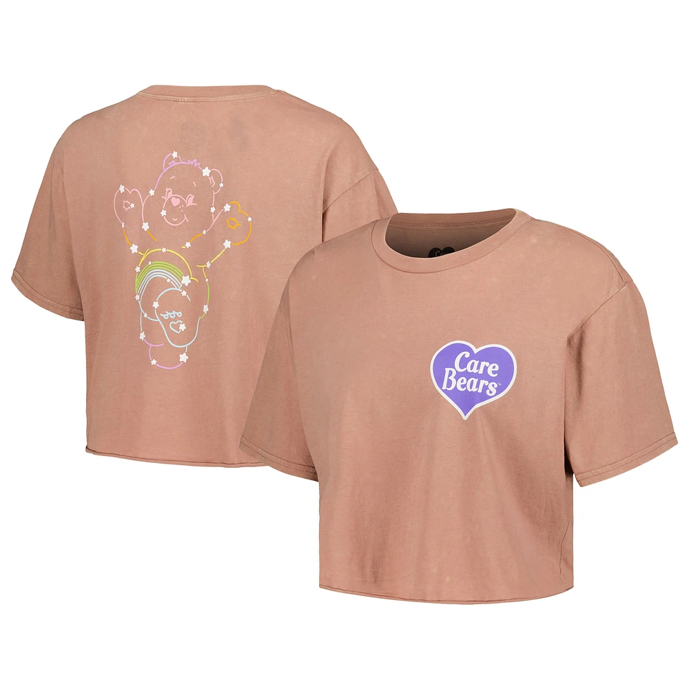 Women's Coral Care Bears Cheer Bear Constellation Cropped T-Shirt