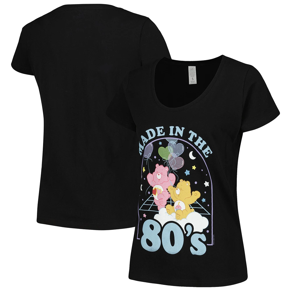 Women's Black Care Bears Made the '80s Scoop Neck T-Shirt