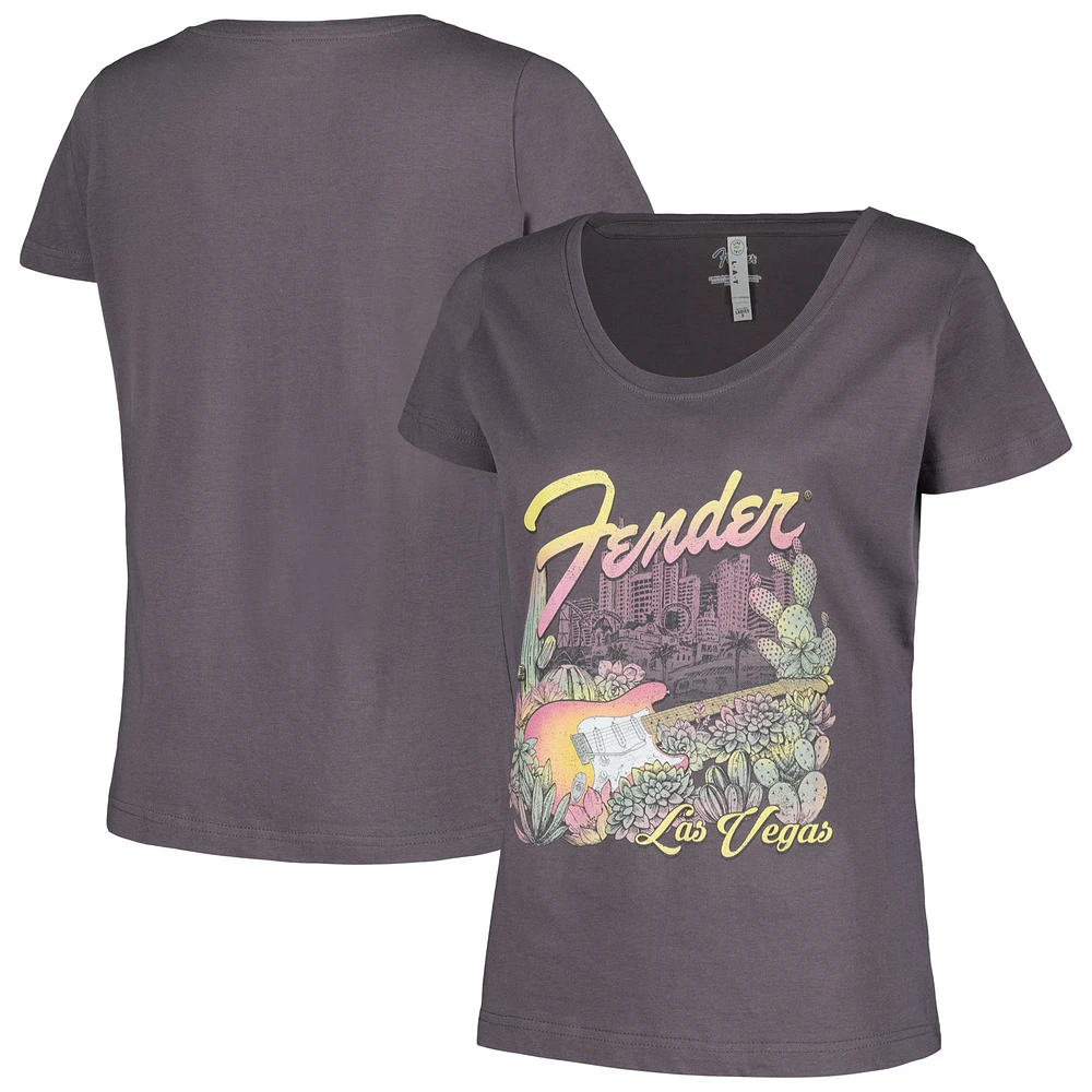 Women's Charcoal Fender Las Vegas Scoop Neck T-Shirt