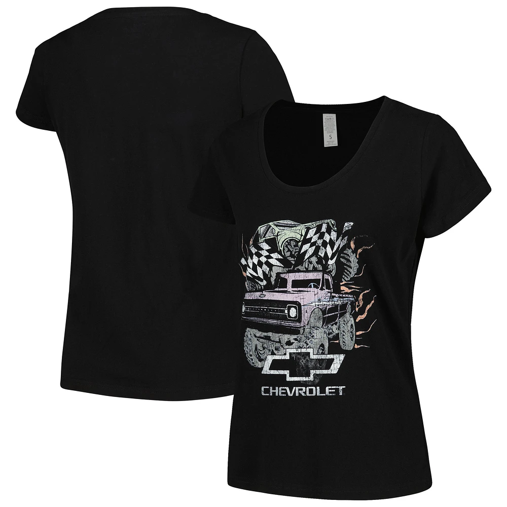 Women's Black Chevrolet Pastel Trucks Scoop Neck T-Shirt