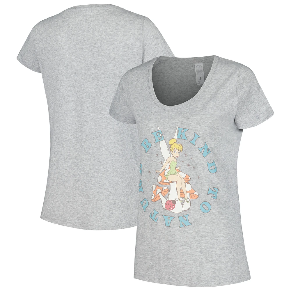 Women's Tinkerbell Heather Gray Peter Pan Be Kind To Nature Scoop Neck T-Shirt