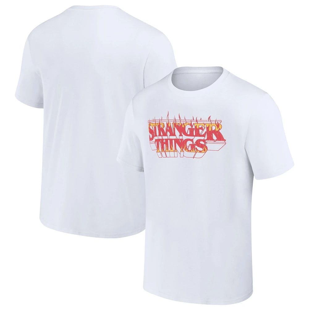 Unisex White Stranger Things Fire Logo T-Shirt
