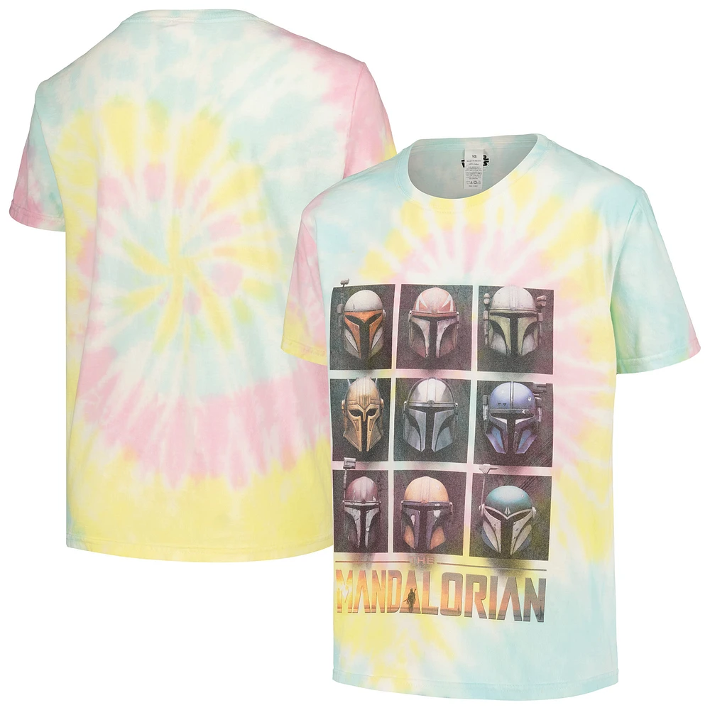 Youth The Mandalorian Mando Helmet Boxup Tie-Dye Graphic T-Shirt