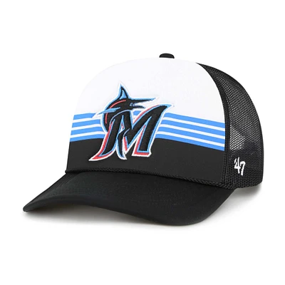 Men's '47 Black Miami Marlins Lift Off Foam Front Mesh Trucker Adjustable Hat