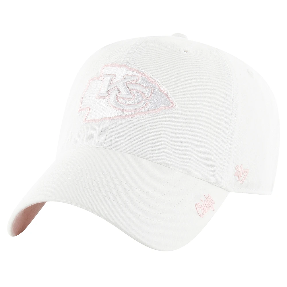 Women's '47 White Kansas City Chiefs Ballpark Cheer Clean Up Adjustable Hat